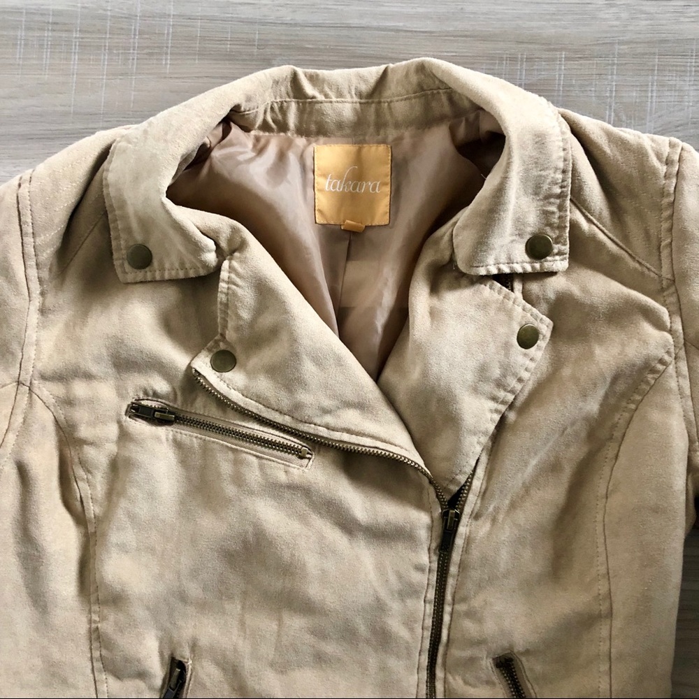 Takara Faux Suede Asymmetrical Zip Moto Jacket - Picture 3 of 10